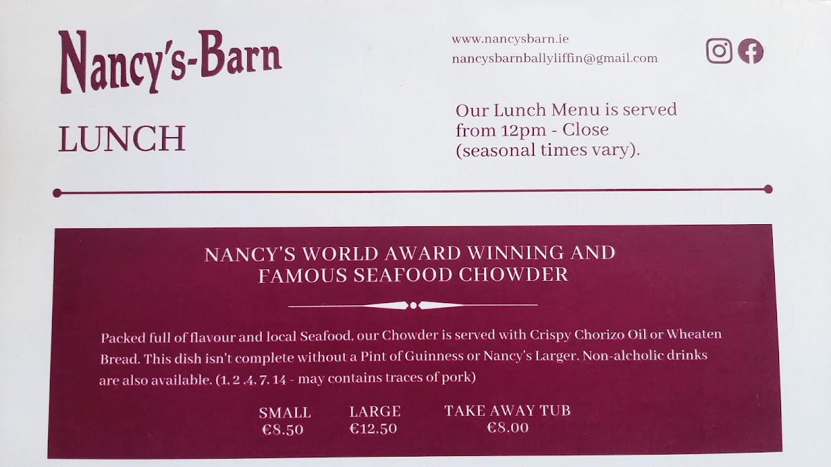 Menu Nancy's Barn Ballyliffin-10